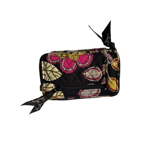 Vera Bradley floral black two compartment wallet/wristlet 6 x4 - Picture 1 of 3